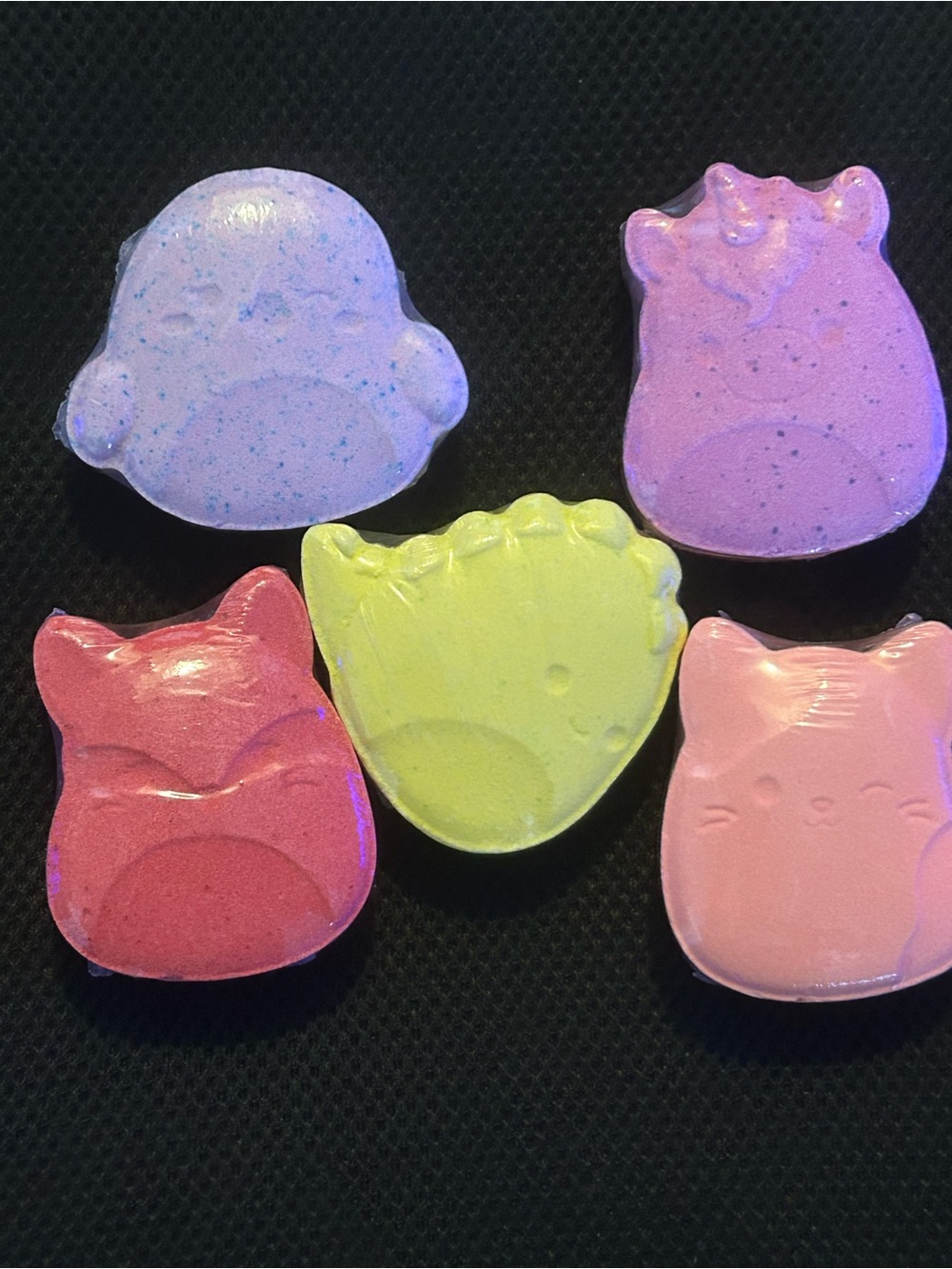 Colorful Squishmallow assortment of children bath bombs